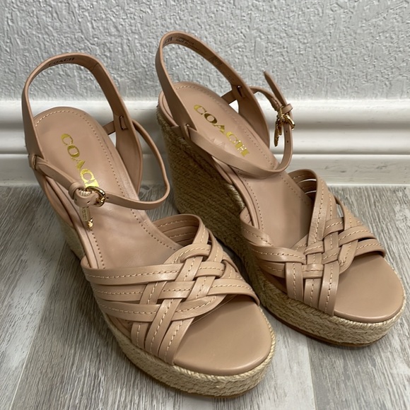 NEW Coach Dottie Open Toe Ankle Strap Wedge Espadrille Platform Sandal 6.5 - Picture 2 of 8